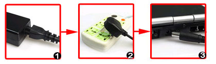 the steps for using the power adapter
